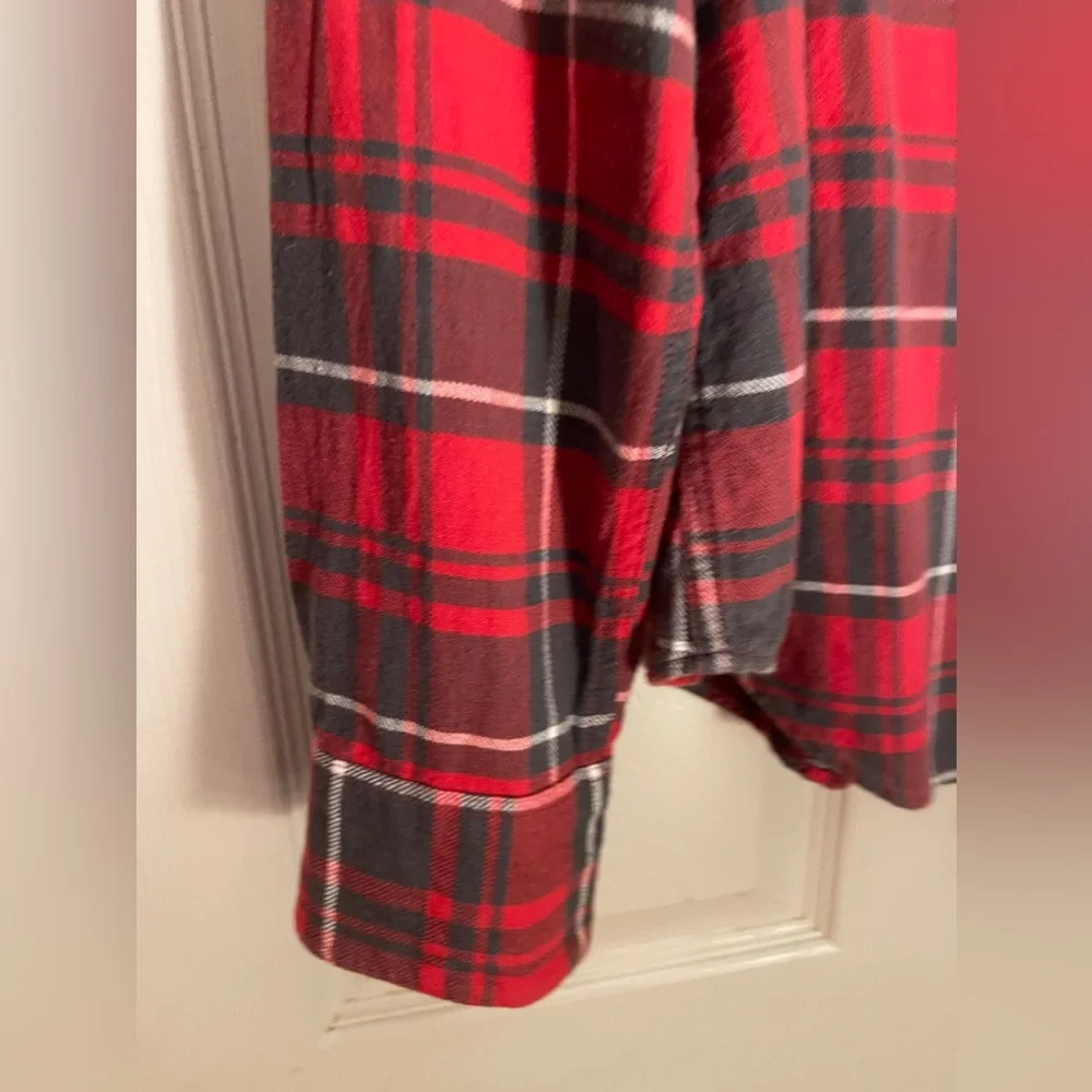 AMERICAN LIVING Long Sleeve Red Flannel Snap up Shirt Size Large - Picture 4 of 10
